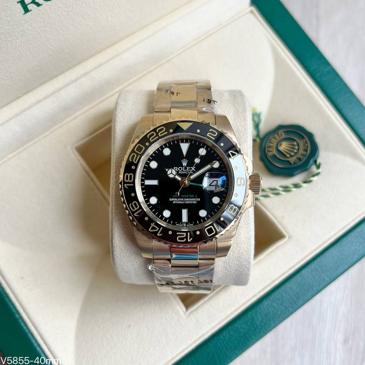 ROLEX GMT MASTER II DOURADO PRETO 40MM