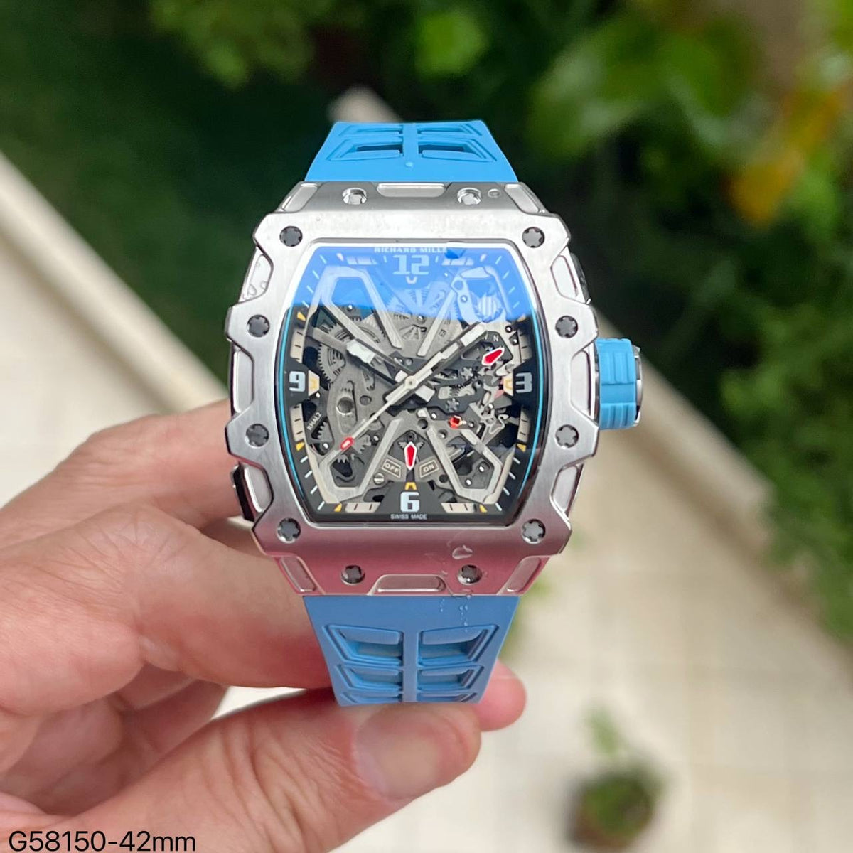 RICHARD MILLE PRATA AZUL 47MM