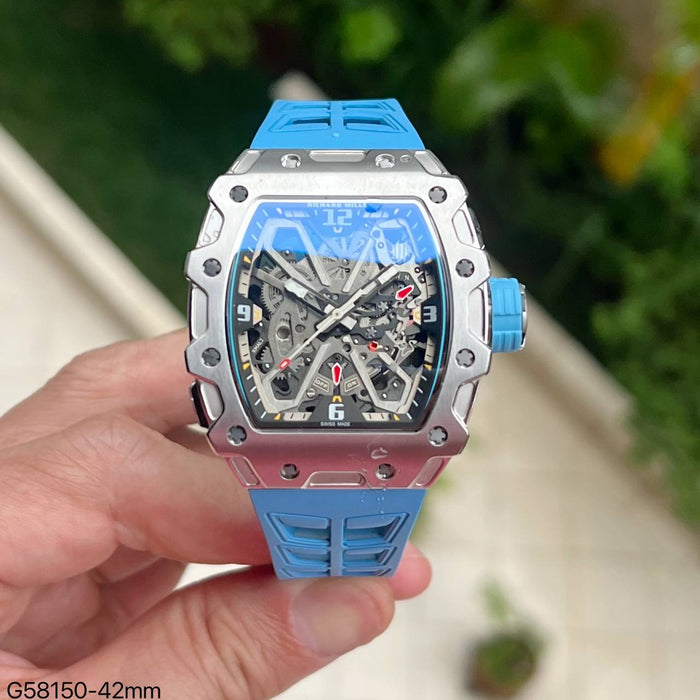 RICHARD MILLE PRATA AZUL 47MM