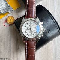 BREITLING CHRONOMAT PRATA BRANCO COURO 47MM