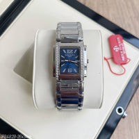 PATEK PHILIPPE PRATA AZUL BRILHANTES FEMININO 26X31MM
