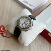 CARTIER BALLON BLEU COURO BRILHANTES 36MM FEMININO