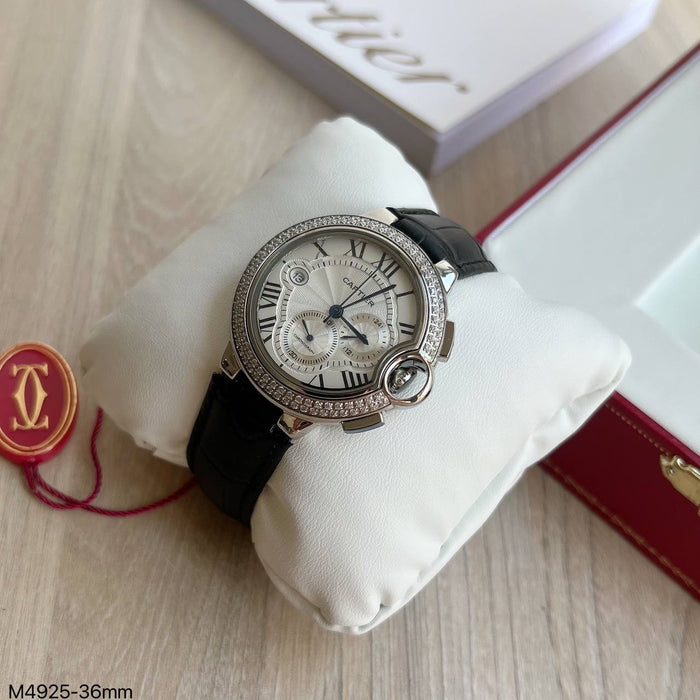 CARTIER BALLON BLEU COURO BRILHANTES 36MM FEMININO