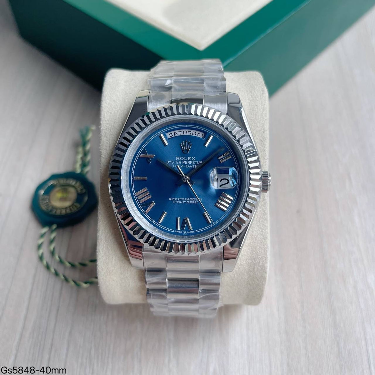 ROLEX DAY-DATE PRATA AZUL 40MM
