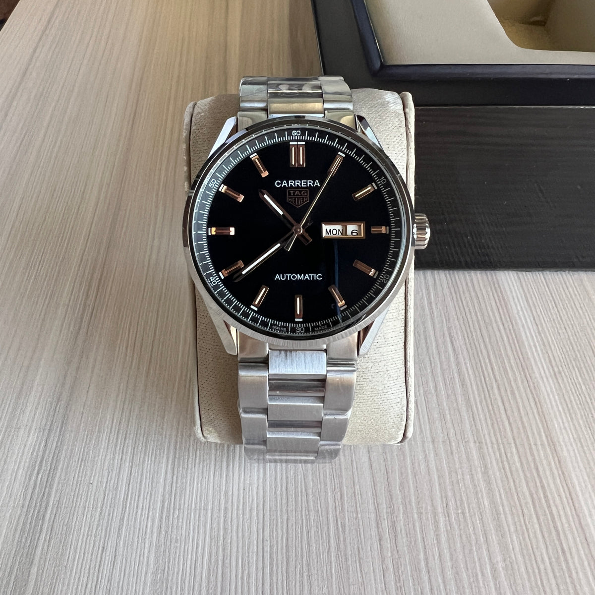 TAG HEUER CARRERA CAL 5 PRATA PRETO ROSE AUTOMATICO 41MM