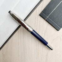 CANETA MONT BLANC PRATA AZUL