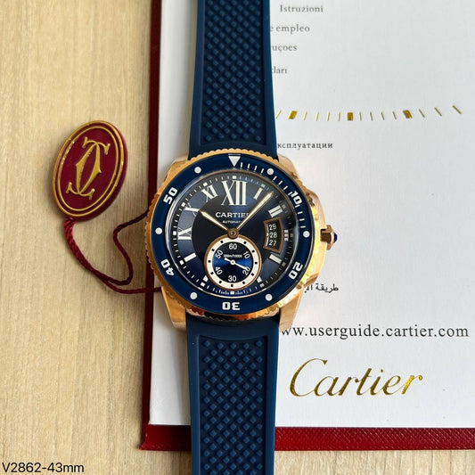CARTIER DIVER ROSE AZUL BORRACHA 43MM