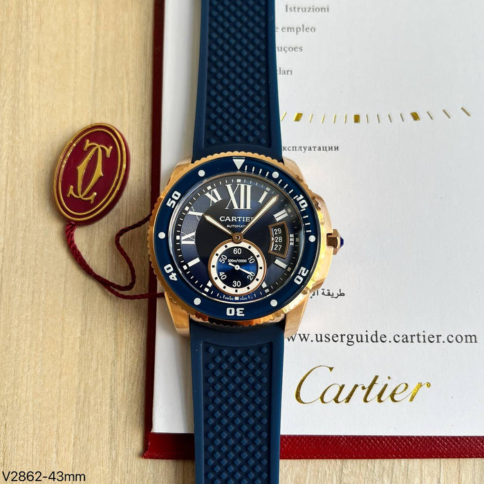 CARTIER DIVER ROSE AZUL BORRACHA 43MM