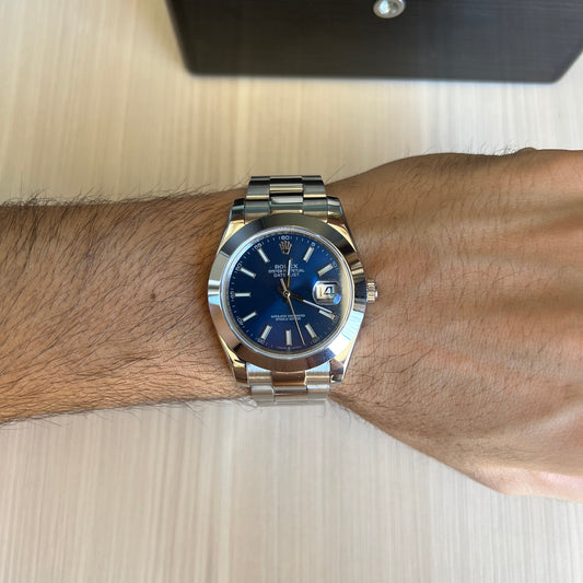 ROLEX DATEJUST PRATA AZUL 41MM