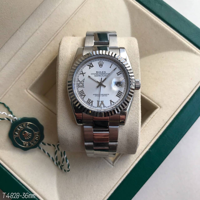 ROLEX DATEJUST PRATA BRANCO FEMININO 36MM