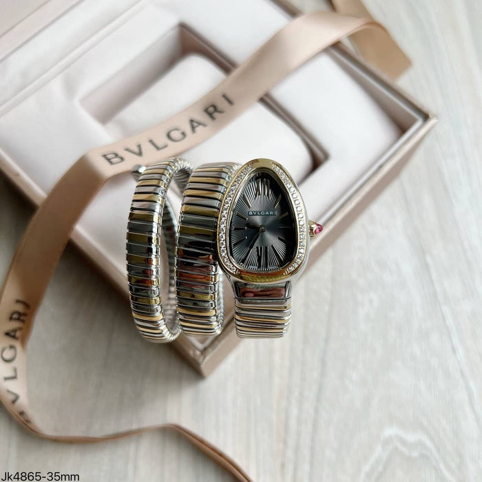 BVLGARI SERPENTE MISTO CINZA 2 VOLTAS BRILHANTE  23MM X 35MM FEMININO