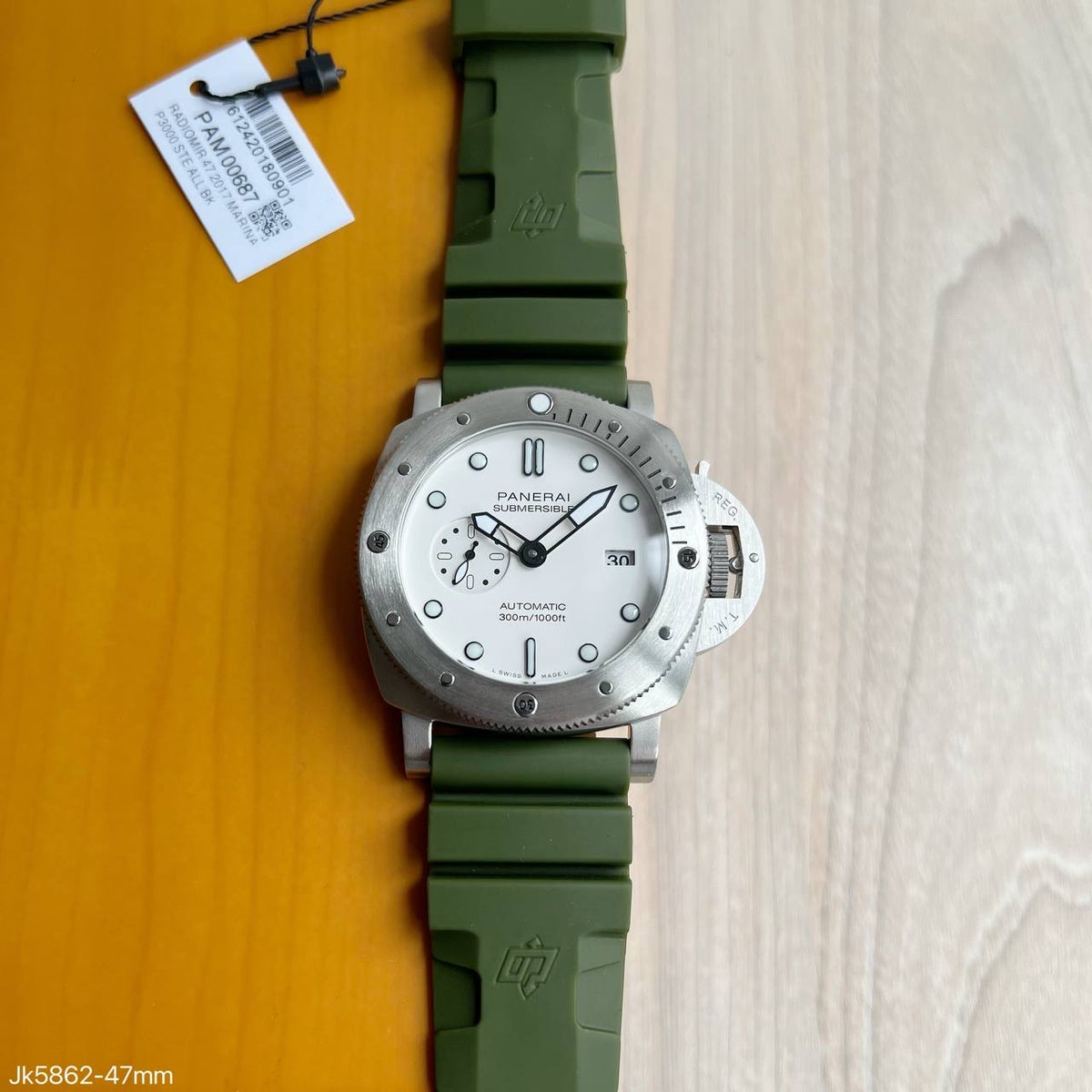 PANERAI SUBMERSIBLE PRATA VERDE BORRACHA 47MM