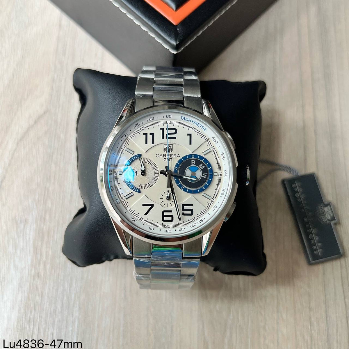 TAG HEUER CARERRA BMW PRATA AZUL 45MM