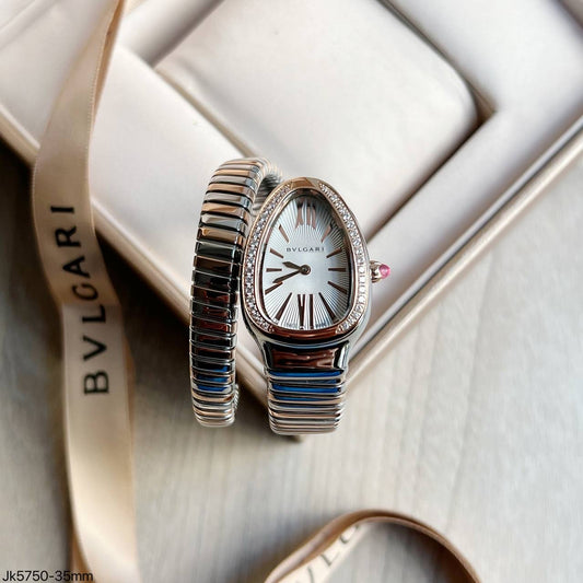 BVLGARI SERPENTE MISTO ROSE BRANCO BRILHANTE 1 VOLTA  23MM X 35MM FEMININO