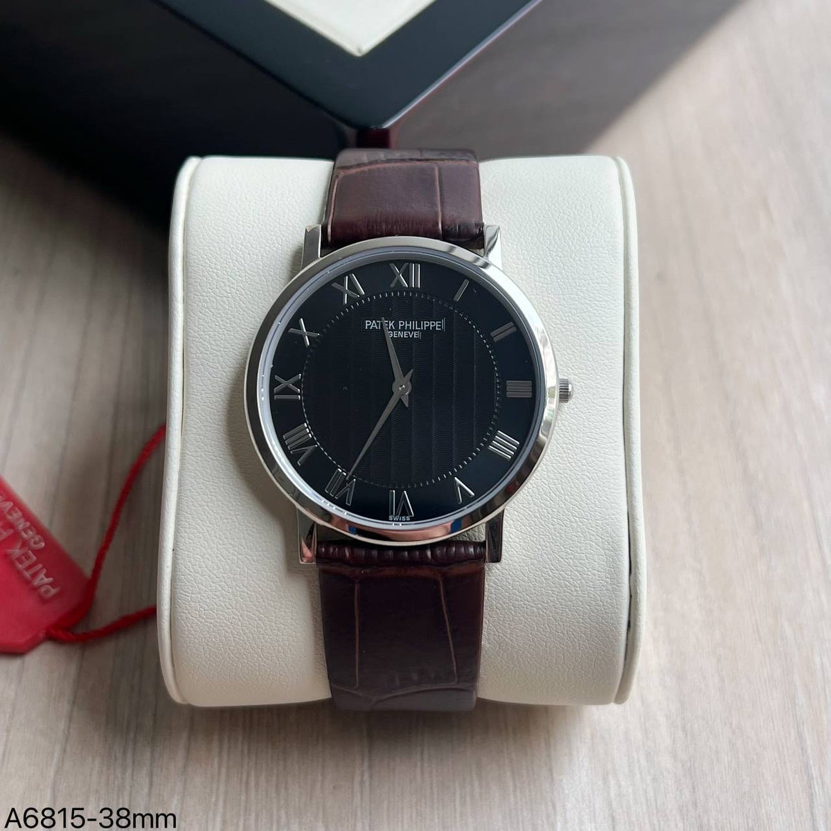 PATEK PHILIPPE MOEDA SLIM PRATA COURO 42MM