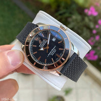 BREITLING SUPEROCEAN AUTOMÁTICO PRATA ROSE PRETO 46MM