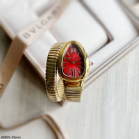 BVLGARI SERPENTE DOURADO VERMELHO 1 VOLTA  23MM X 35MM FEMININO