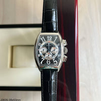 FRANCK MULLER PRATA PRETO COURO 39MMX53MM