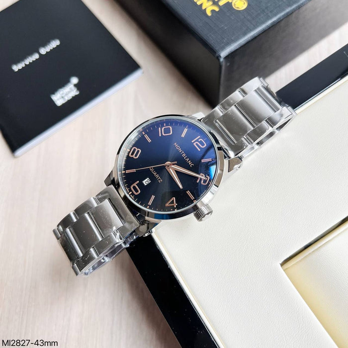 MONT BLANC AÇO PRATA PRETO 43MM