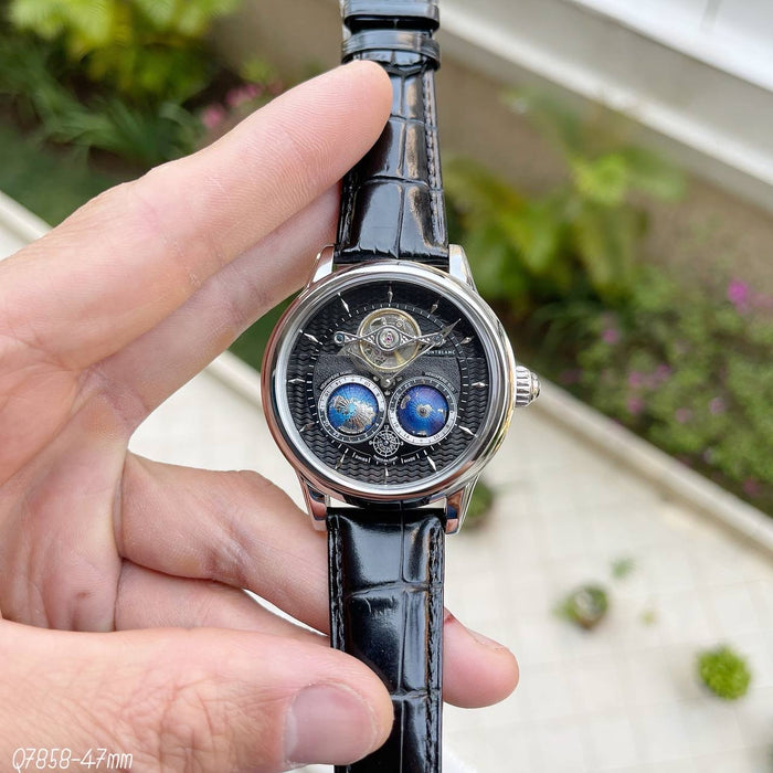 MONT BLANC VASCO DA GAMA PRATA COURO AUTOMÁTICO 47MM