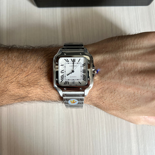 CARTIER SANTOS PRATA BRANCO 40MM X 47MM