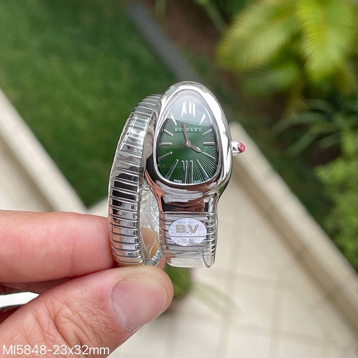 BVLGARI SERPENTE VERDE PRATA 1 VOLTA  23MM X 35MM FEMININO
