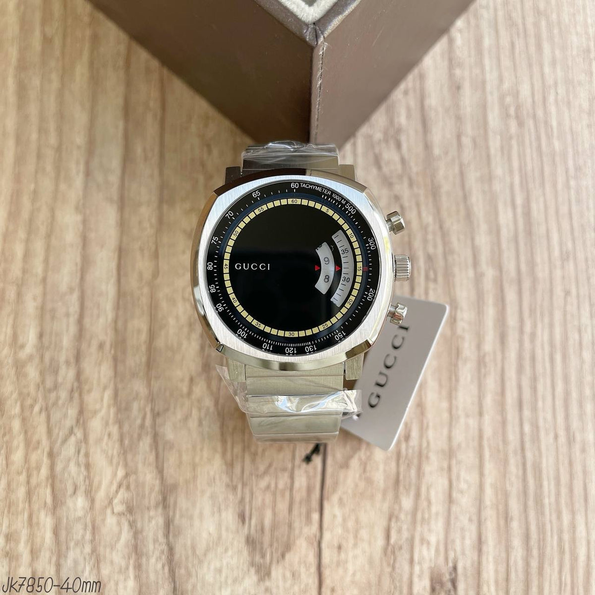 GUCCI PRATA PRETO PULSEIRA AÇO 40MM
