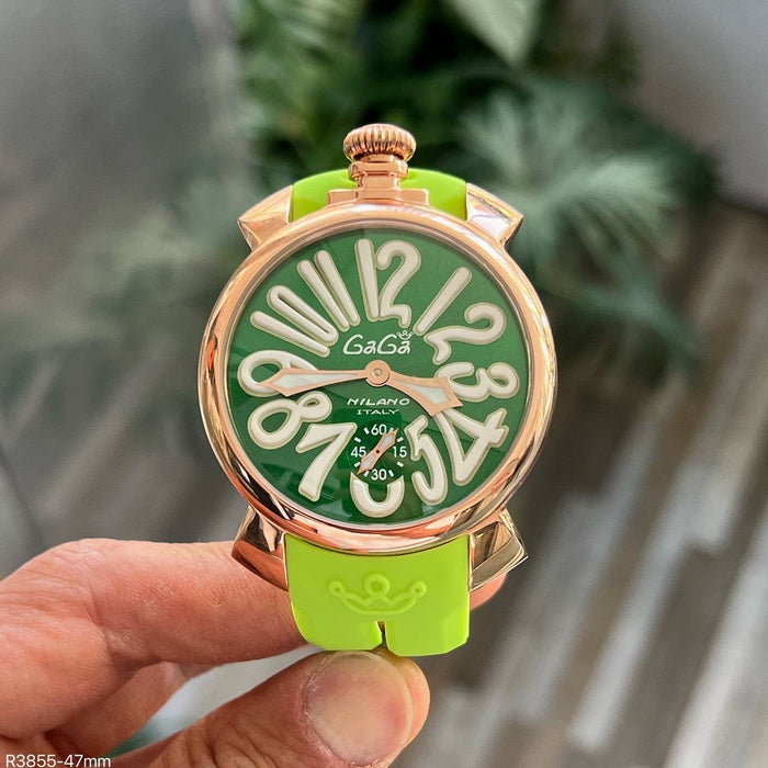 GAGA MILANO ROSE VERDE BORRACHA 47MM