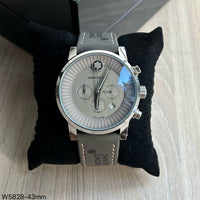 MONT BLANC PRATA CINZA COURO 43MM