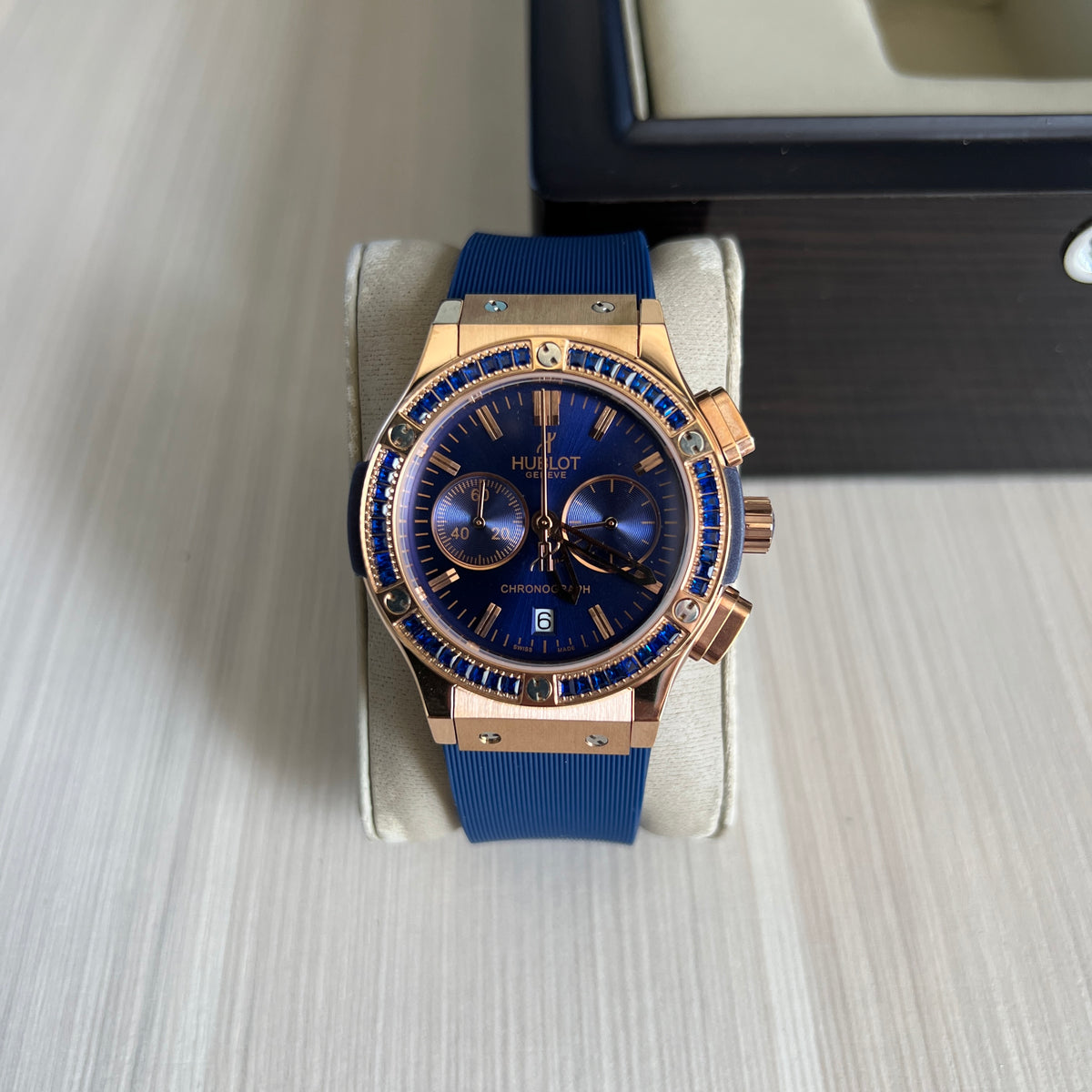 HUBLOT CLASSIC ROSE AZUL BRILHANTES 36MM