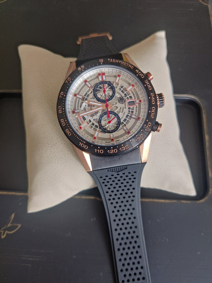 TAG HEUER CARRERA 01 ROSE PRETO 45MM