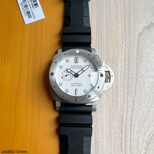 PANERAI SUBMERSIBLE PRATA BRANCO BORRACHA 47MM