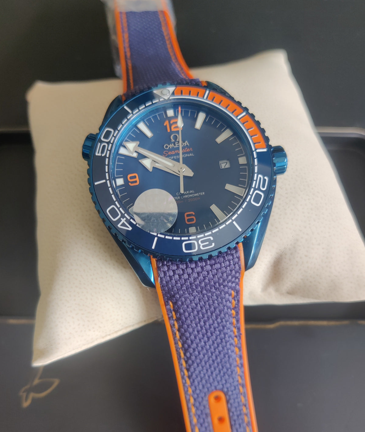 OMEGA SEAMASTER PRATA NYLON AZUL AUTOMÁTICO 45MM
