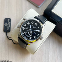 PATEK PHILIPPE PRATA COURO AUTOMATICO 42MM