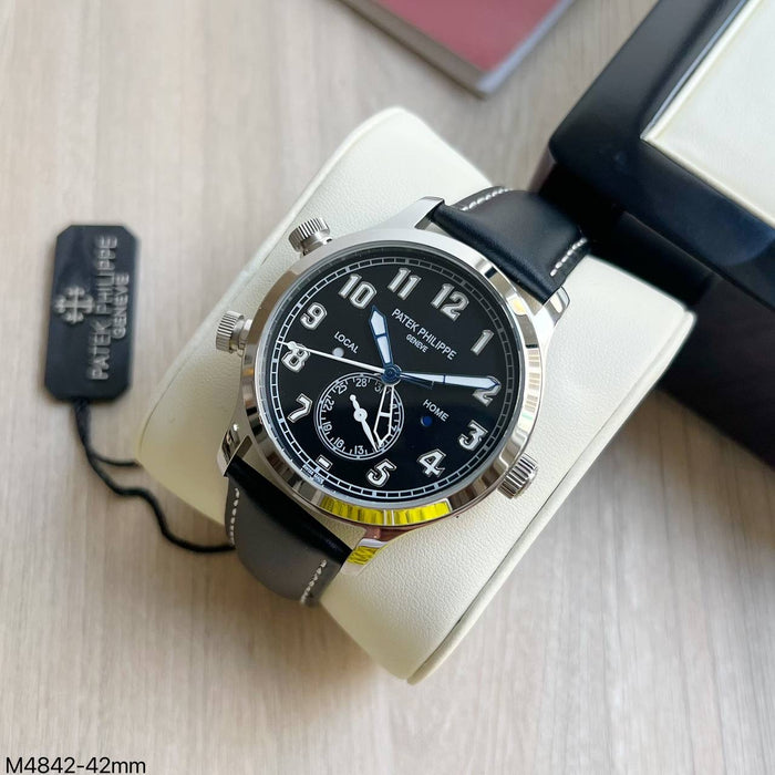 PATEK PHILIPPE PRATA COURO AUTOMATICO 42MM