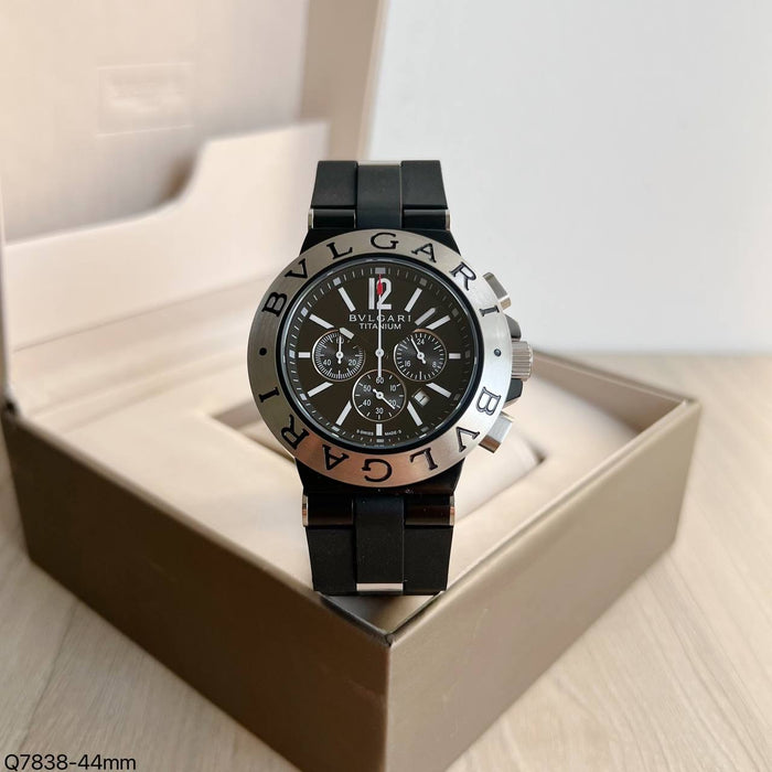 BVLGARI TITANIUM  PRATA PRETO 44MM