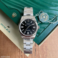 ROLEX OYSTER PRATA PRETO 41MM