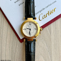 CARTIER PASHA DOURADO COURO 32MM FEMININO