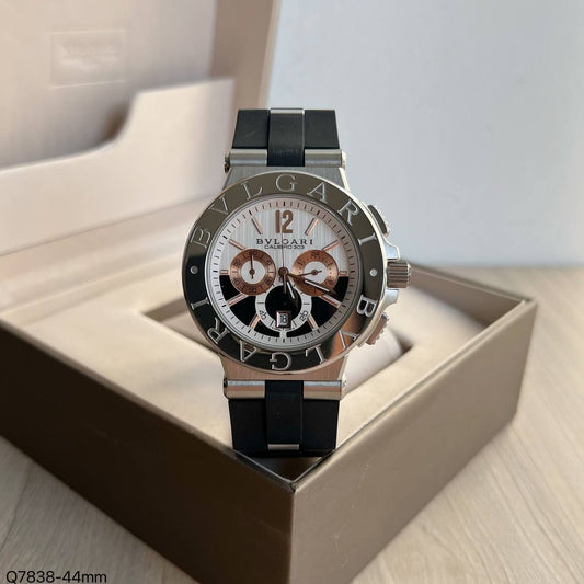 BVLGARI CALIBRO 303 PRATA BORRACHA 44MM