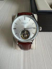 PATEK PHILIPPE PRATA COURO AUTOMATICO 43MM