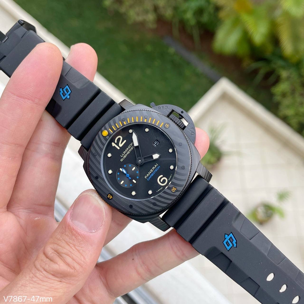 PANERAI SUBMERSIBLE CARBOTECH PRETO BORRACHA 47MM