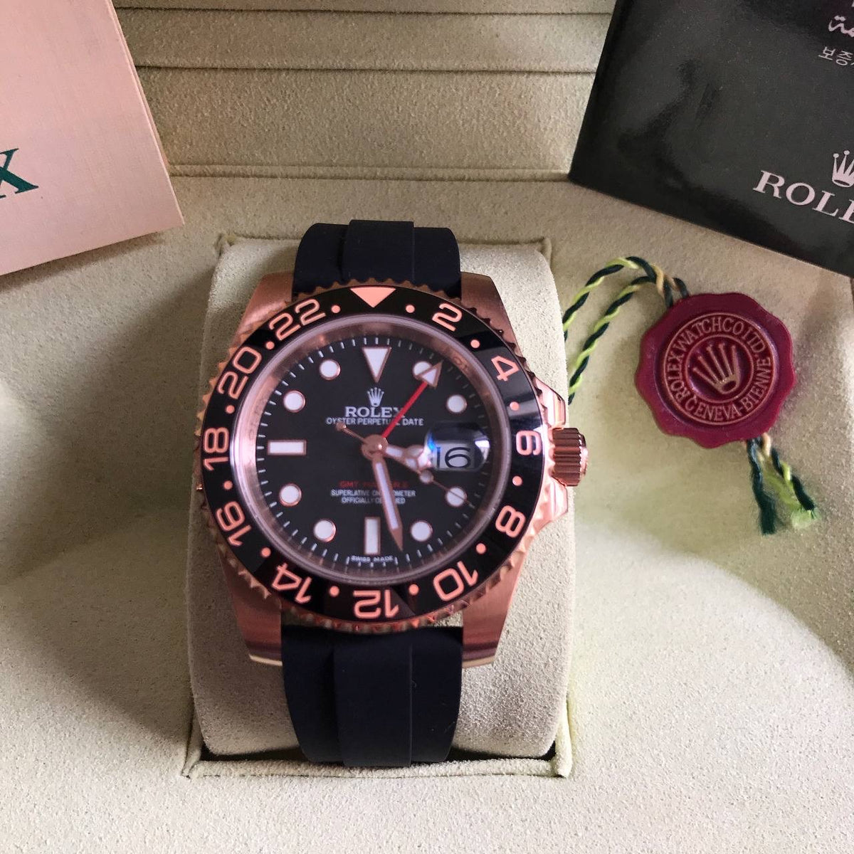 ROLEX GMT MASTER II ROSE BORRACHA 40MM