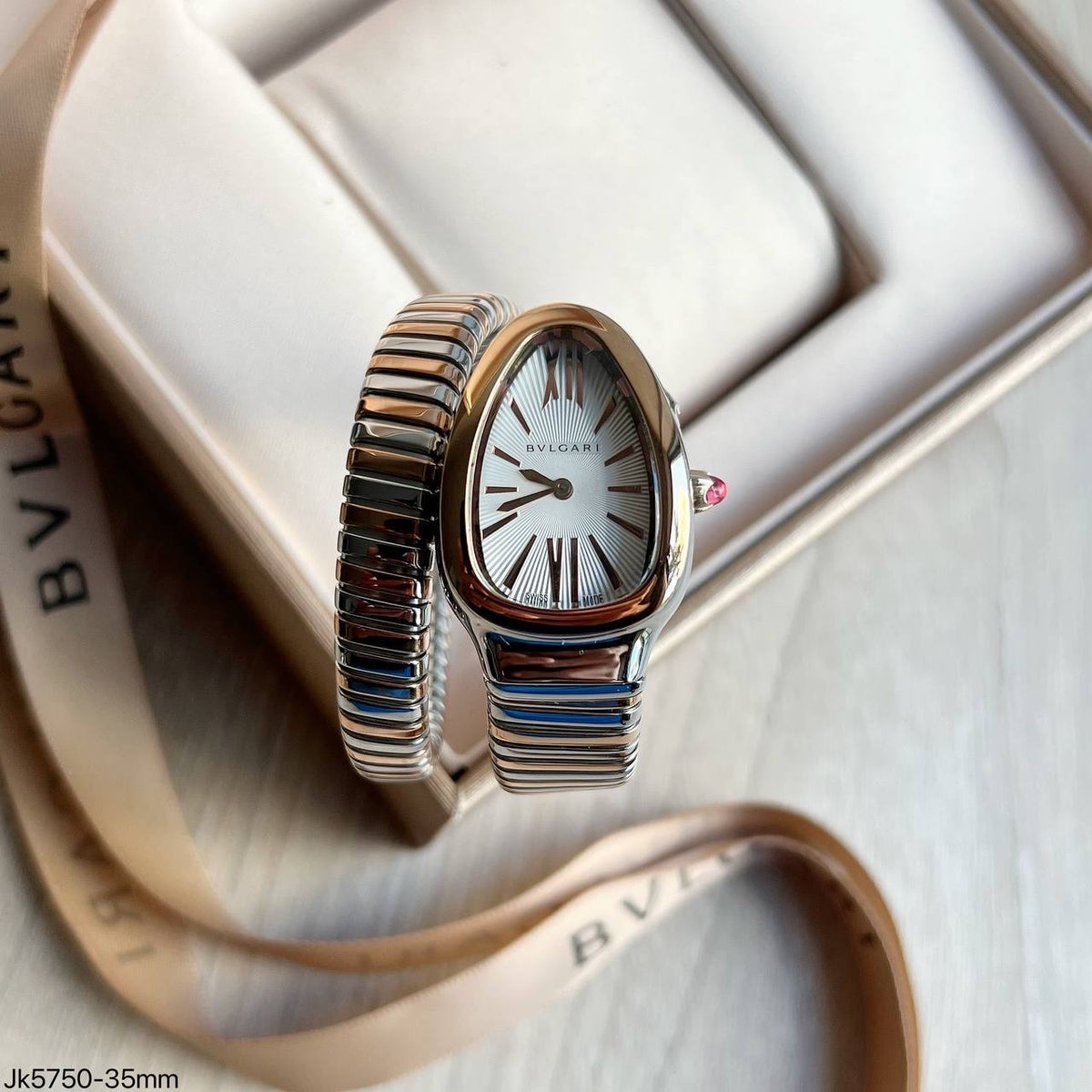 BVLGARI SERPENTE MISTO ROSE BRANCO 1 VOLTA  23MM X 35MM FEMININO