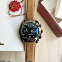 OMEGA SPEEDMASTER PRETO COURO 45MM