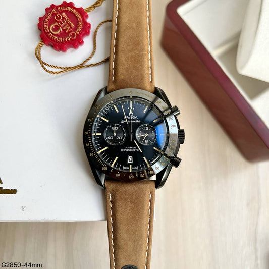 OMEGA SPEEDMASTER PRETO COURO 45MM