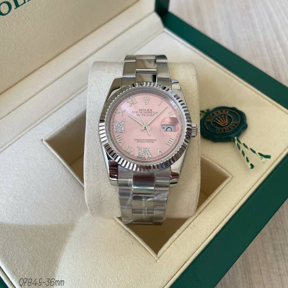 ROLEX DATEJUST PRATA ROSA FEMININO 36MM
