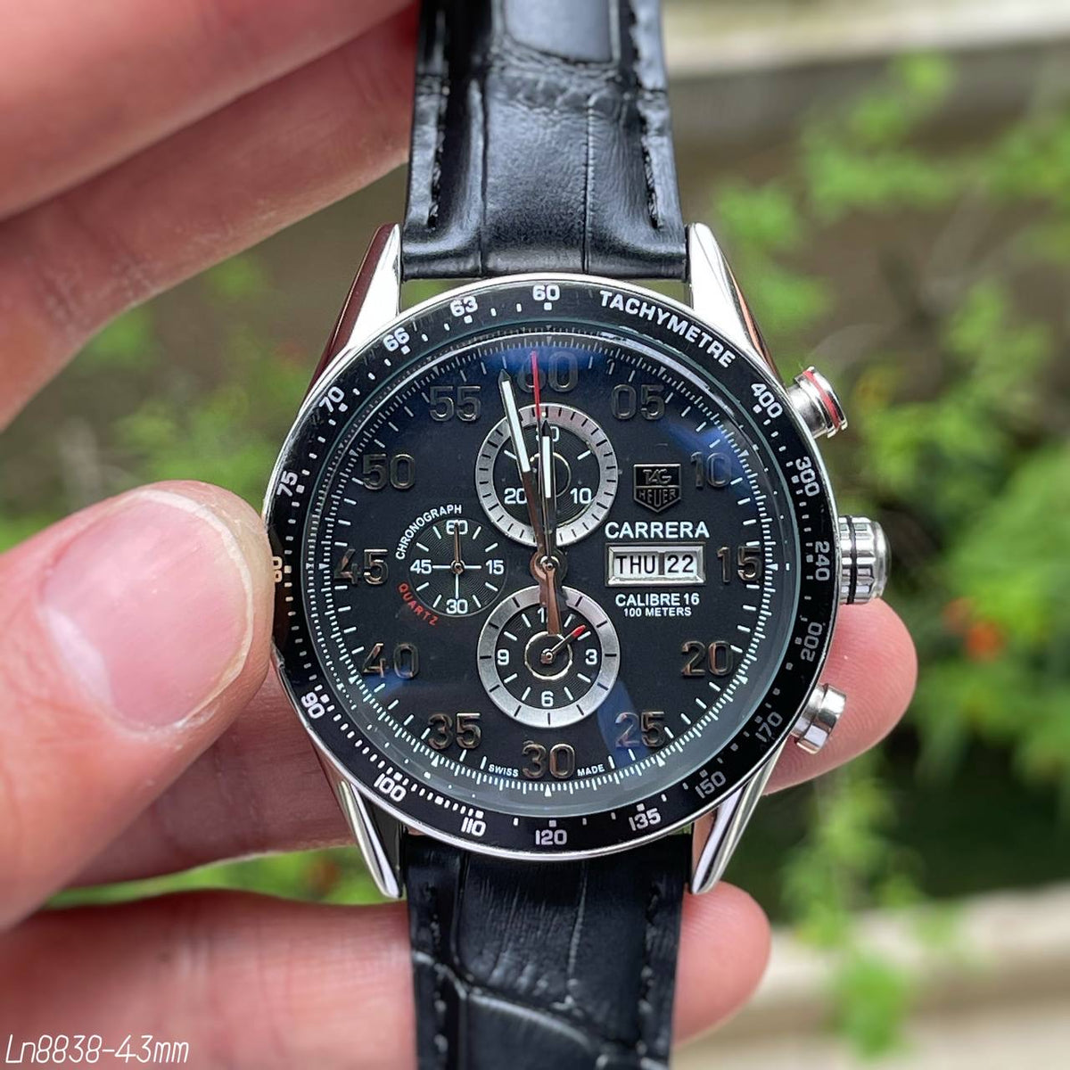 TAG HEUER CARRERA CALIBRE 16 PRATA COURO 43MM