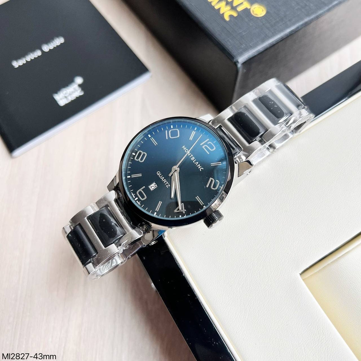 MONT BLANC AÇO PRATA PRETO 43MM