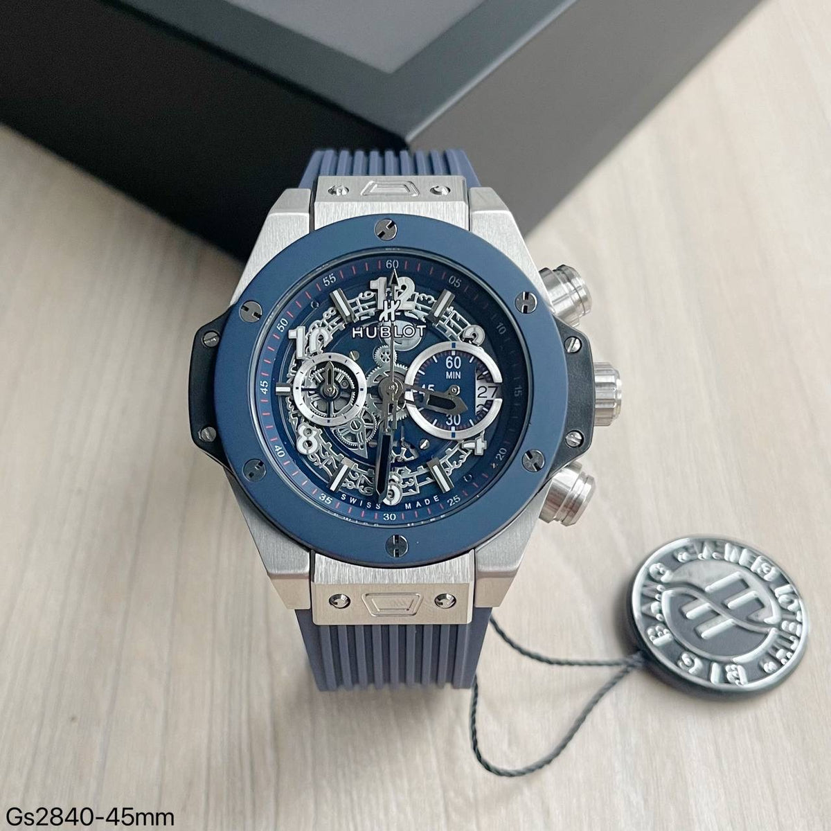 HUBLOT BIG BANG UNICO PRATA AZUL 44MM