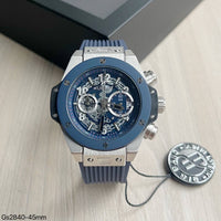 HUBLOT BIG BANG UNICO PRATA AZUL 44MM